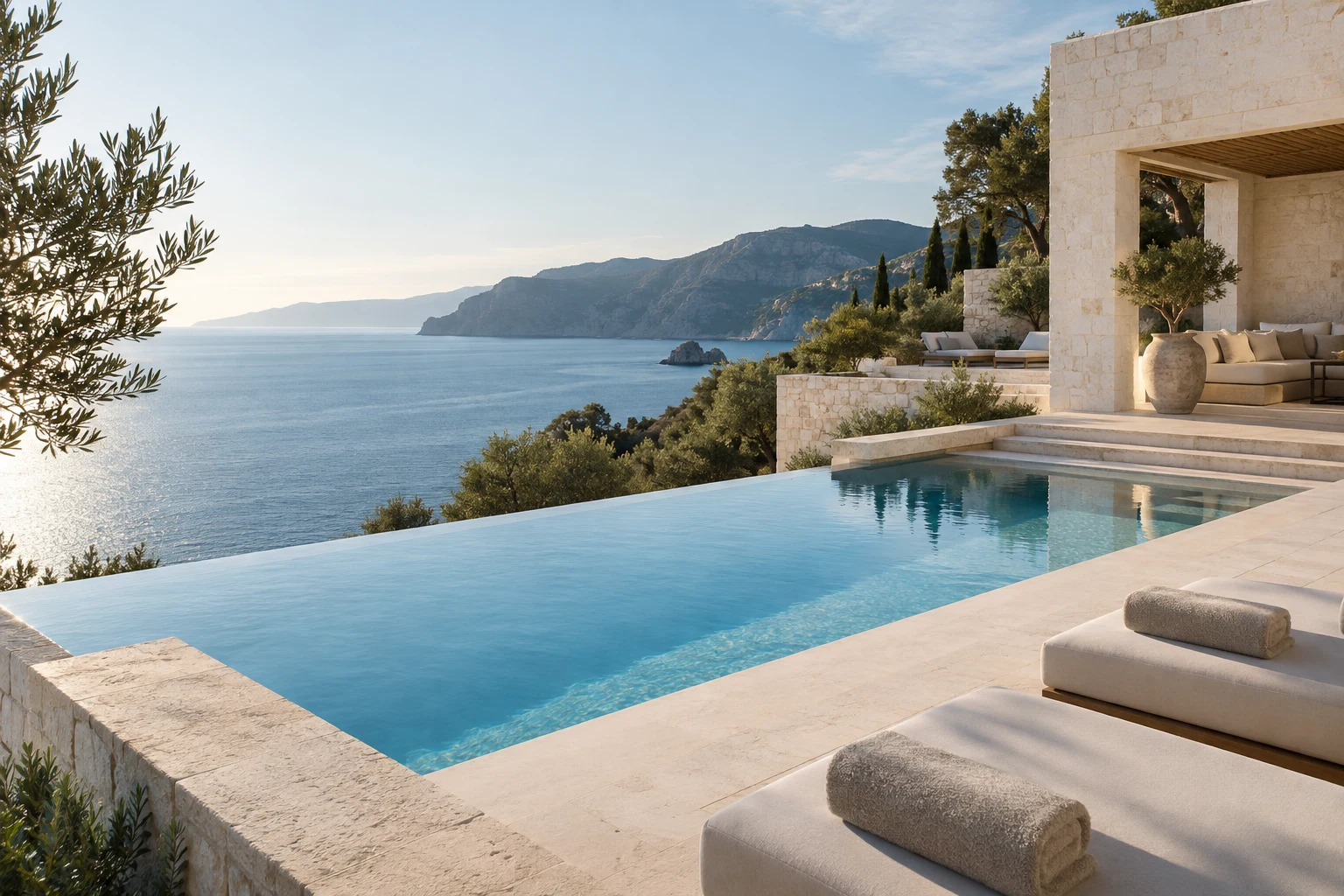 A Mediterranean hotel overlooking the sea